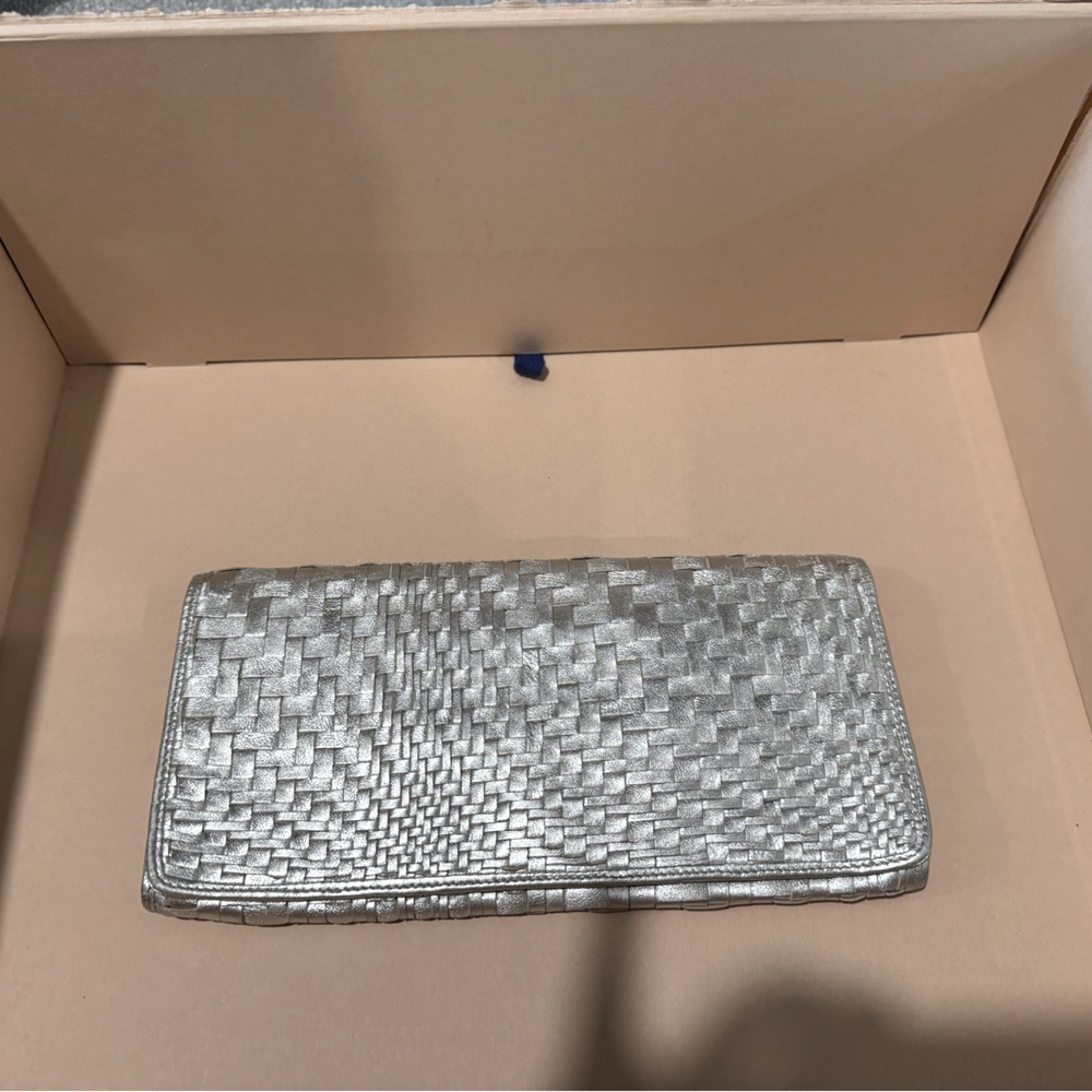 Cole Hank Silver Woven Clutch